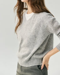 Cashmere Silk Relaxed V-Neck Sweater