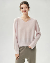 Cashmere Silk Relaxed V-Neck Sweater
