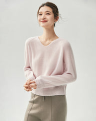 Cashmere Silk Relaxed V-Neck Sweater