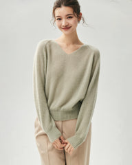 Cashmere Silk Relaxed V-Neck Sweater