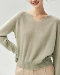 Cashmere Silk Relaxed V-Neck Sweater