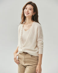 Cashmere Silk V-Neck Cardigan & Camisole