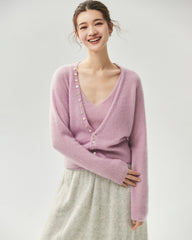 Cashmere Silk V-Neck Cardigan & Camisole