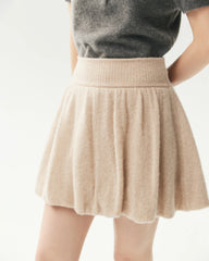 Cashmere Silk Gathered Knit Mini Skirt