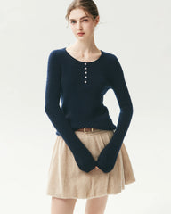 Cashmere Silk Gathered Knit Mini Skirt