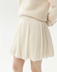 Cashmere Silk Gathered Knit Mini Skirt