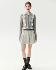 Cashmere Silk Gathered Knit Mini Skirt