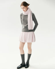 Cashmere Silk Gathered Knit Mini Skirt