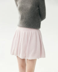 Cashmere Silk Gathered Knit Mini Skirt