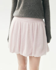 Cashmere Silk Gathered Knit Mini Skirt
