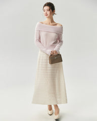 Cashmere Silk Off-Shoulder Fold-Over Sweater