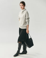 Cashmere Silk Relaxed Funnel Neck Sweater