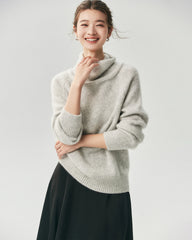 Cashmere Silk Relaxed Funnel Neck Sweater