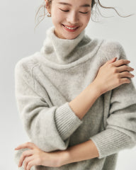 Cashmere Silk Relaxed Funnel Neck Sweater