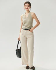 Cashmere Silk V-Neck Halter Top