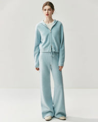 Cashmere Wool Zip Up Hoodie and Straight-Leg Pants