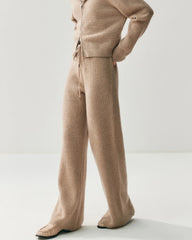 Cashmere Wool Zip Up Hoodie and Straight-Leg Pants