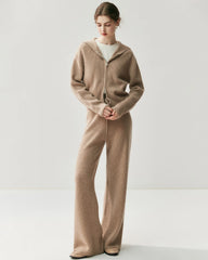 Cashmere Wool Zip Up Hoodie and Straight-Leg Pants
