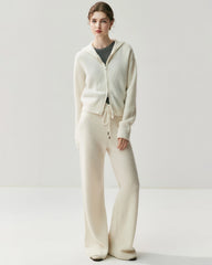 Cashmere Wool Zip Up Hoodie and Straight-Leg Pants