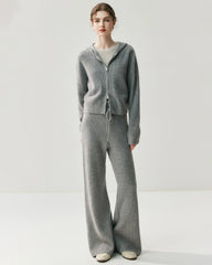 Cashmere Wool Zip Up Hoodie and Straight-Leg Pants
