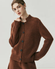 Women's Cashmere Wool Knit Cardigan and Shorts Set