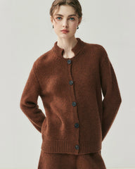 Women's Cashmere Wool Knit Cardigan and Shorts Set