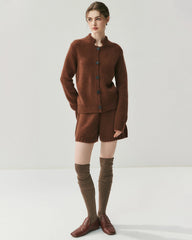 Women's Cashmere Wool Knit Cardigan and Shorts Set