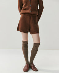 Women's Cashmere Wool Knit Cardigan and Shorts Set