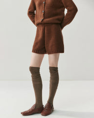 Women's Cashmere Wool Knit Cardigan and Shorts Set