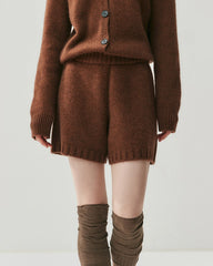 Women's Cashmere Wool Knit Cardigan and Shorts Set