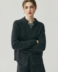 Women's Cashmere Wool Knit Cardigan and Shorts Set