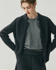 Women's Cashmere Wool Knit Cardigan and Shorts Set