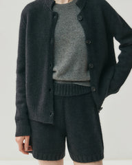 Women's Cashmere Wool Knit Cardigan and Shorts Set