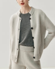 Women's Cashmere Wool Knit Cardigan and Shorts Set