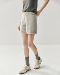 Women's Cashmere Wool Knit Cardigan and Shorts Set