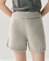 Women's Cashmere Wool Knit Cardigan and Shorts Set