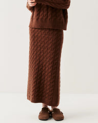 Cashmere Wool Cable Knit Sweater and Skirt Set