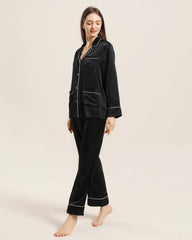 Classic Silk Pajamas For Women, Black