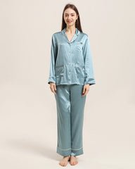 Classic Silk Pajamas For Women, Blue