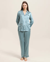Classic Silk Pajamas For Women, Blue