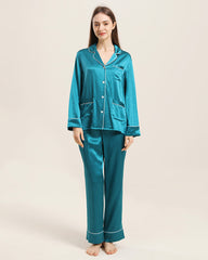 Classic Silk Pajamas For Women, Dark Green