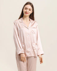 Classic Silk Pajamas For Women, Pink