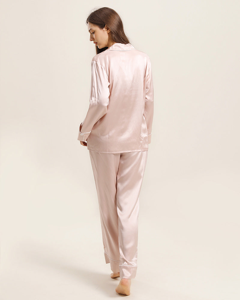 Classic Silk Pajamas For Women, Pink