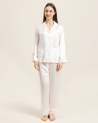 Classic Silk Pajamas For Women, White