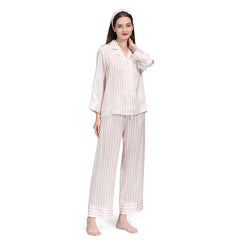 Classic Striped Silk Pajamas, Pink