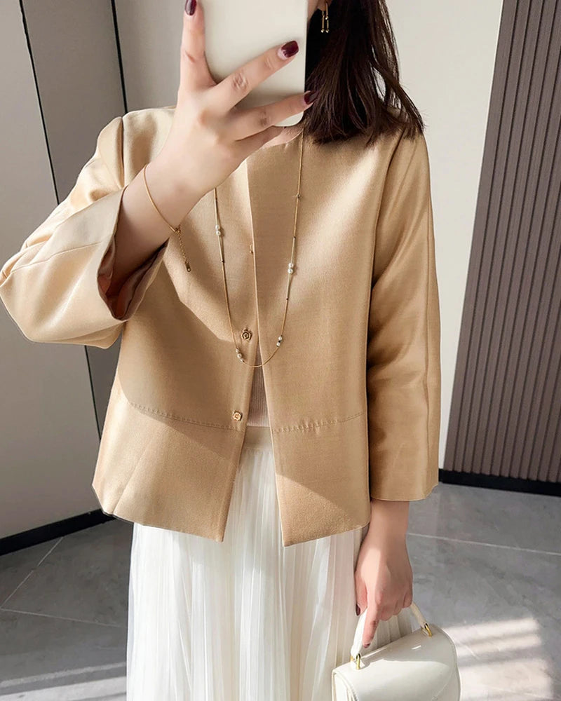 Cropped Silk and Wool Blazer - DAISYSILK UK