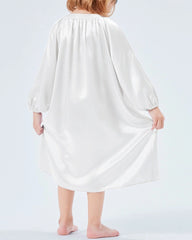 Long Silk Shirt Pajamas Sleepwear For Girl