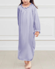 Girls Long Sleeve Silk Nightgown