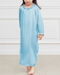 Girls Long Sleeve Silk Nightgown - DAISYSILK UK