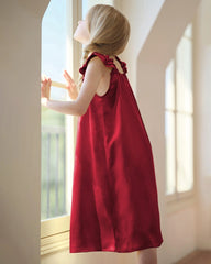 Girls Silk Nightgown with Double Ruffle Sleeves - DAISYSILK UK